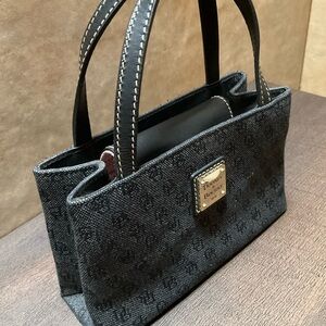DOONEY & BOURKE Tiny East/West Black Logo Canvas & Leather Handbag Top-handle